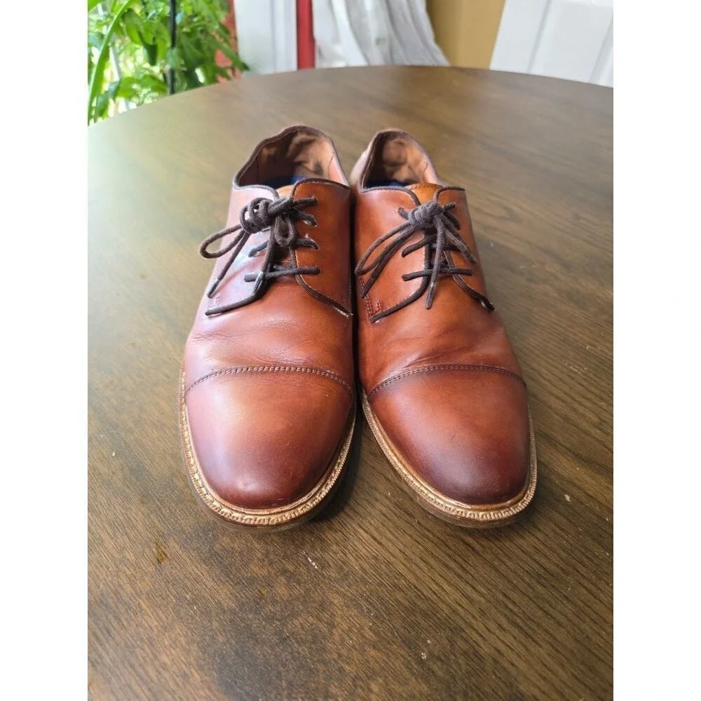 Vince Camuto Lamson‎ Cap Toe Oxford Men's Brown Leather Size 11.5 Wide NICE